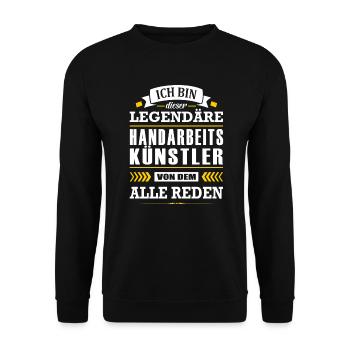 Dieser Legendäre Handarbeitskünstler Handarbeit - Unisex Pullover - Schwarz - Vorne - Alina (178cm) & Michal (187cm)