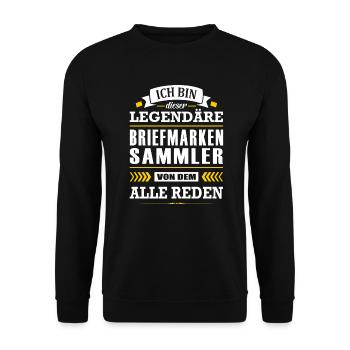Dieser Legendäre Briefmarkensammler Sammler - Unisex Pullover - Schwarz - Vorne - Alina (178cm) & Michal (187cm)