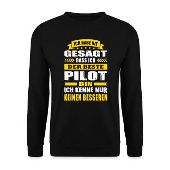 Ich Habe Nie Gesagt Der Beste Pilot Flugzug - Unisex Pullover - Schwarz - Vorne - Alina (178cm) & Michal (187cm)