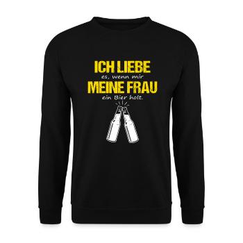 Ich Liebe Es Wenn Mir Meine Frau Ein Bier Holt - Unisex Pullover - Schwarz - Vorne - Alina (178cm) & Michal (187cm)