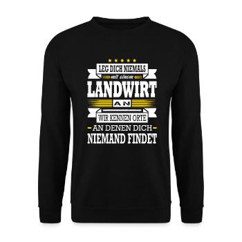 Leg Dich Niemals Mit Einem Landwirt An Jungbauer - Unisex Pullover - Schwarz - Vorne - Alina (178cm) & Michal (187cm)