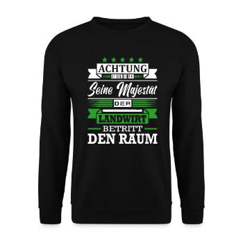 Achtung Seine Majestät Der Landwirt Bauer - Unisex Pullover - Schwarz - Vorne - Alina (178cm) & Michal (187cm)