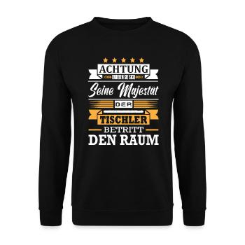 Achtung Seine Majestät Der Tischler Meister - Unisex Pullover - Schwarz - Vorne - Alina (178cm) & Michal (187cm)