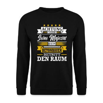 Achtung Seine Majestät Der Betonbauer Meister - Unisex Pullover - Schwarz - Vorne - Alina (178cm) & Michal (187cm)