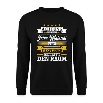 Achtung Seine Majestät Der Tierpfleger Tierpflege - Unisex Pullover - Schwarz - Vorne - Alina (178cm) & Michal (187cm)