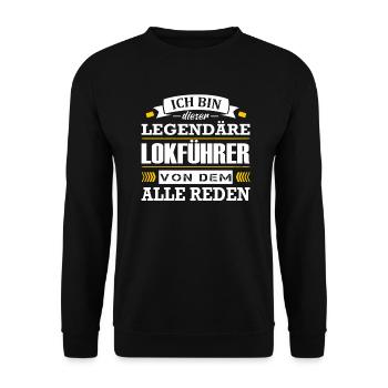 Lokführer Spruch Zugfahrer Zugführer Zug - Unisex Pullover - Schwarz - Vorne - Alina (178cm) & Michal (187cm)