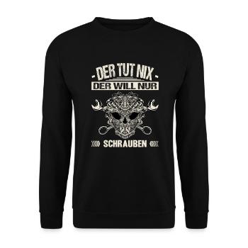 Der Tut Nix Der Will Nur Schrauben Autoschrauber - Unisex Pullover - Schwarz - Vorne - Alina (178cm) & Michal (187cm)
