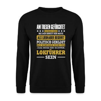 Lokführer Am Tresen Gefürchtet Zugfahrer Zugführer - Unisex Pullover - Schwarz - Vorne - Alina (178cm) & Michal (187cm)