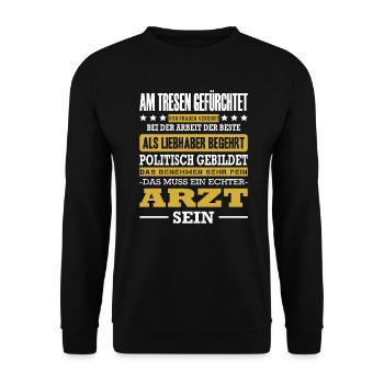 Arzt Am Tresen Gefürchtet Facharzt Spruch Oberarzt - Unisex Pullover - Schwarz - Vorne - Alina (178cm) & Michal (187cm)
