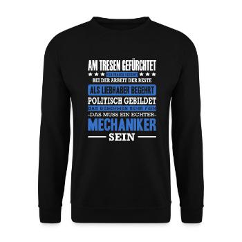Mechaniker Am Tresen Gefürchtet Mechatroniker Auto - Unisex Pullover - Schwarz - Vorne - Alina (178cm) & Michal (187cm)