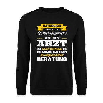 Arzt Natürlich Führe Ich Selbstgespräche Facharzt - Unisex Pullover - Schwarz - Vorne - Alina (178cm) & Michal (187cm)