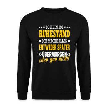 Bin Im Ruhestand Später Übermorgen Oder Gar Nicht - Unisex Pullover - Schwarz - Vorne - Alina (178cm) & Michal (187cm)