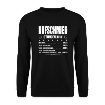 Hufschmied Stundenlohn Hufbeschlagschmied Schmied - Unisex Pullover - Schwarz - Vorne - Alina (178cm) & Michal (187cm)