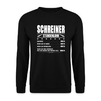 Schreiner Stundenlohn Schreinermeister Gehalt - Unisex Pullover - Schwarz - Vorne - Alina (178cm) & Michal (187cm)