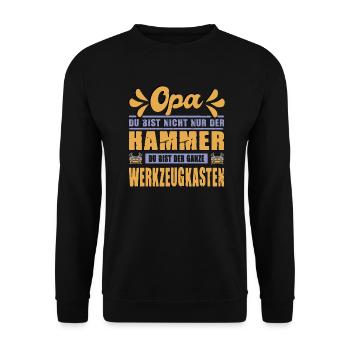 Opa Du Bist Nicht Nur Der Hammer Werkzeugkasten - Unisex Pullover - Schwarz - Vorne - Alina (178cm) & Michal (187cm)