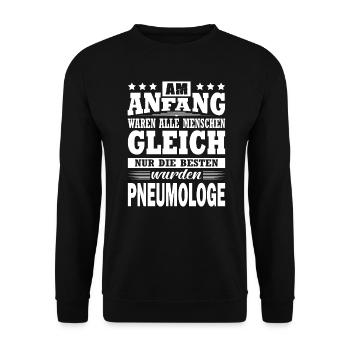 Am Anfang Waren Alle Menschen Gleich Pneumologe - Unisex Pullover - Schwarz - Vorne - Alina (178cm) & Michal (187cm)