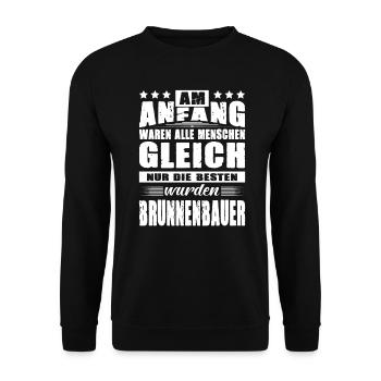 Am Anfang Waren Alle Menschen Gleich Brunnenbauer - Unisex Pullover - Schwarz - Vorne - Alina (178cm) & Michal (187cm)