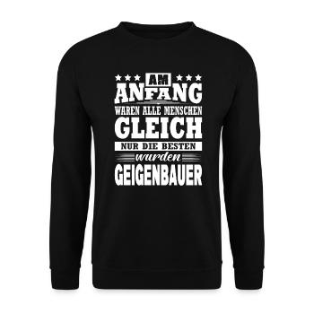 Am Anfang Waren Alle Menschen Gleich Geigenbauer - Unisex Pullover - Schwarz - Vorne - Alina (178cm) & Michal (187cm)