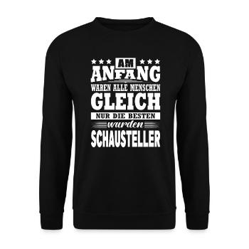 Am Anfang Waren Alle Menschen Gleich Schausteller - Unisex Pullover - Schwarz - Vorne - Alina (178cm) & Michal (187cm)