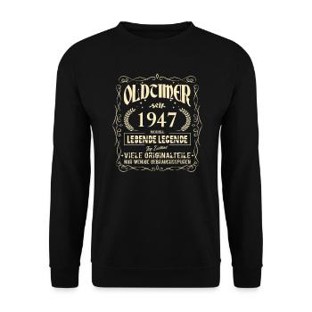 Oldtimer 1947 Geburtstag Lebende Legende Vintage - Unisex Pullover - Schwarz - Vorne - Alina (178cm) & Michal (187cm)