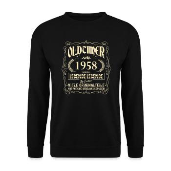 Oldtimer 1958 Geburtstag Lebende Legende Vintage - Unisex Pullover - Schwarz - Vorne - Alina (178cm) & Michal (187cm)