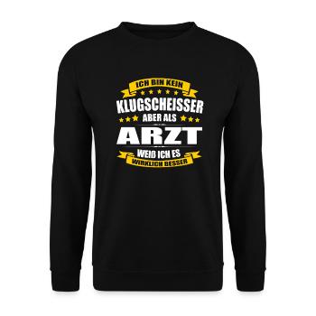 Ich Bin Kein Klugscheisser Arzt Abschluss Facharzt - Unisex Pullover - Schwarz - Vorne - Alina (178cm) & Michal (187cm)