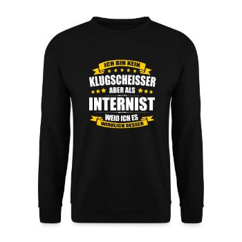 Ich Bin Kein Klugscheisser Internist Arzt - Unisex Pullover - Schwarz - Vorne - Alina (178cm) & Michal (187cm)