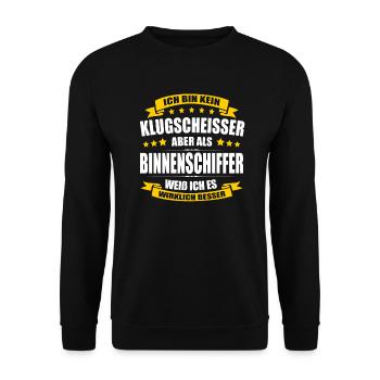 Ich Bin Kein Klugscheisser Binnenschiffer Azubi - Unisex Pullover - Schwarz - Vorne - Alina (178cm) & Michal (187cm)