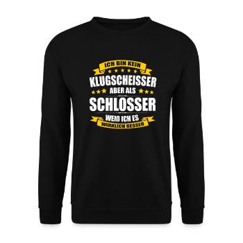 Ich Bin Kein Klugscheisser Schlosser Bauschlosser - Unisex Pullover - Schwarz - Vorne - Alina (178cm) & Michal (187cm)