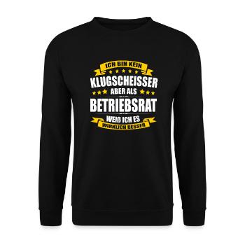 Ich Bin Kein Klugscheisser Betriebsrat Spruch Fun - Unisex Pullover - Schwarz - Vorne - Alina (178cm) & Michal (187cm)