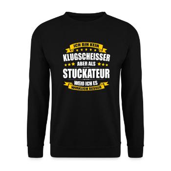 Ich Bin Kein Klugscheisser Stuckateur Meister - Unisex Pullover - Schwarz - Vorne - Alina (178cm) & Michal (187cm)