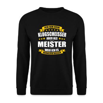 Ich Bin Kein Klugscheisser Meister Abschluss - Unisex Pullover - Schwarz - Vorne - Alina (178cm) & Michal (187cm)