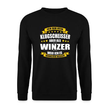 Ich Bin Kein Klugscheisser Winzer Weinbauer Wein - Unisex Pullover - Schwarz - Vorne - Alina (178cm) & Michal (187cm)