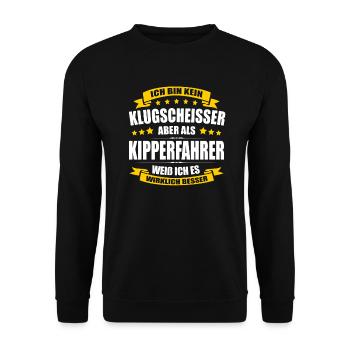 Ich Bin Kein Klugscheisser Kipperfahrer LKW-Fahrer - Unisex Pullover - Schwarz - Vorne - Alina (178cm) & Michal (187cm)