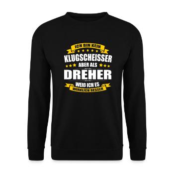 Ich Bin Kein Klugscheisser Dreher Geselle CNC - Unisex Pullover - Schwarz - Vorne - Alina (178cm) & Michal (187cm)
