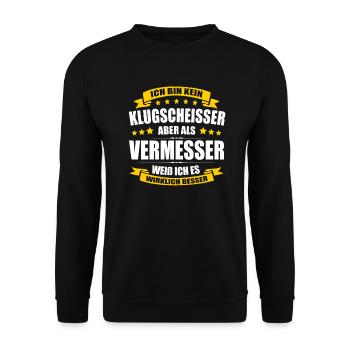 Ich Bin Kein Klugscheisser Vermesser - Unisex Pullover - Schwarz - Vorne - Alina (178cm) & Michal (187cm)