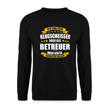 Ich Bin Kein Klugscheisser Betreuer Pflege - Unisex Pullover - Schwarz - Vorne - Alina (178cm) & Michal (187cm)