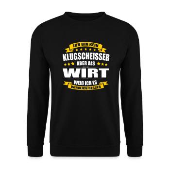 Ich Bin Kein Klugscheisser Wirt Kneipenwirt - Unisex Pullover - Schwarz - Vorne - Alina (178cm) & Michal (187cm)