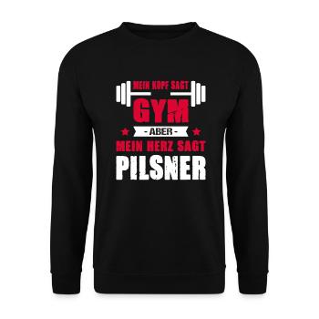 Mein Kopf Sagt Gym Aber Mein Herz Sagt Pilsner - Unisex Pullover - Schwarz - Vorne - Alina (178cm) & Michal (187cm)