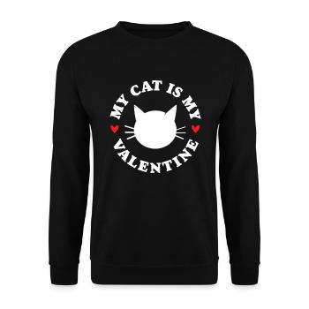 My Cat is my Valentine - Unisex Sweatshirt - black - Front - Alina (178cm) & Michal (187cm)