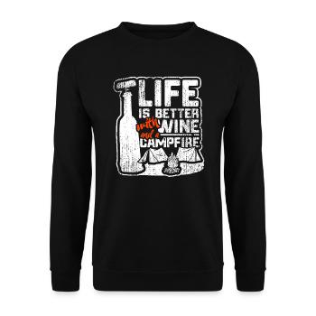 Life Is Better With Wine And Campfire - Unisex Sweatshirt - black - Front - Alina (178cm) & Michal (187cm)