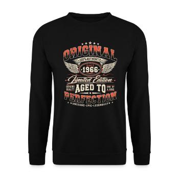 Vintage, 1966, Vintage Retro, Cadeau d’anniversaire - Sweat-shirt Unisexe - noir - Devant - Alina (178cm) & Michal (187cm)