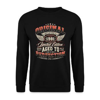 Vintage 1981 Vintage Rétro Cadeau d’anniversaire - Sweat-shirt Unisexe - noir - Devant - Alina (178cm) & Michal (187cm)