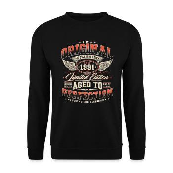 Cadeau d’anniversaire vintage rétro vintage 1991 - Sweat-shirt Unisexe - noir - Devant - Alina (178cm) & Michal (187cm)