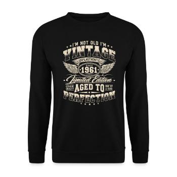 1961 Vintage Vintage Rétro Cadeau d’anniversaire - Sweat-shirt Unisexe - noir - Devant - Alina (178cm) & Michal (187cm)