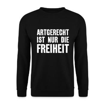 ARTGERECHT IST NUR DIE FREIHEIT - Unisex Pullover - Schwarz - Vorne - Alina (178cm) & Michal (187cm)