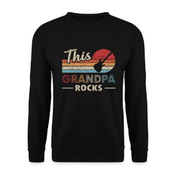 Ce grand-père Rocks Guitare Basse - Sweat-shirt Unisexe - noir - Devant - Alina (178cm) & Michal (187cm)