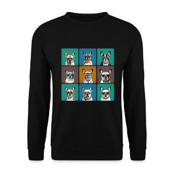 Bouledogue Français Rétro - Sweat-shirt Unisexe - noir - Devant - Alina (178cm) & Michal (187cm)