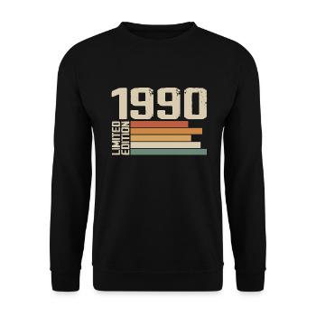 1990 Vintage - Retro 1990er Jahre Geburtstagsgeschenk 1990er Jahre - Unisex Pullover - Schwarz - Vorne - Alina (178cm) & Michal (187cm)