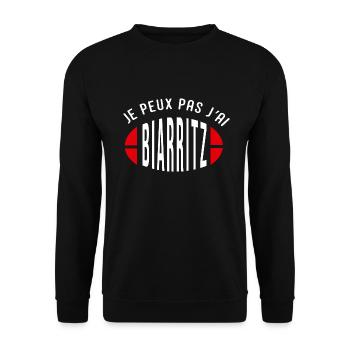 Rugby Je peux pas j ai Biarritz supporter biarritz - Sweat-shirt Unisexe - noir - Devant - Alina (178cm) & Michal (187cm)